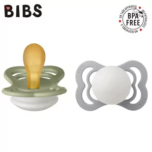 BIBS SUPREME 2-PACK SAGE NIGHT & CLOUD NIGHT S Smoczek Symetryczny kauczuk Hevea - Śliniaki i fartuszki - miniaturka - grafika 1