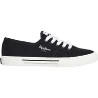 Trampki damskie - Pepe Jeans Damskie trampki BRADY BASIC W, czarne (czarne), 42 EU, Czarny, 43 EU - miniaturka - grafika 1