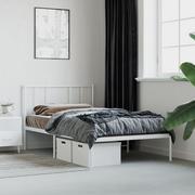 Łóżka - Metalowa rama łóżka z wezgłowiem, biała, 80x200 cm Lumarko! - miniaturka - grafika 1