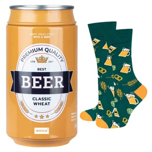 Męskie Skarpetki Kolorowe Soxo Good Stuff, Piwo W Puszce Classic Wheat, Prezent Dla Chłopaka, Żółty - 40–45 - Skarpetki damskie - miniaturka - grafika 1