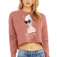 Bluzy damskie - BLUZA DAMSKA RÓŻOWA Dresowa Na Prezent BASICALLY LOVE Kobiece Wzory - S - miniaturka - grafika 1