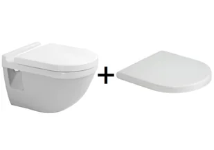 Duravit Starck 3 Zestaw Toaleta WC podwieszana 54x36 cm z deską wolnoopadającą biały 2200090000+0063890000 - Miski WC - miniaturka - grafika 1