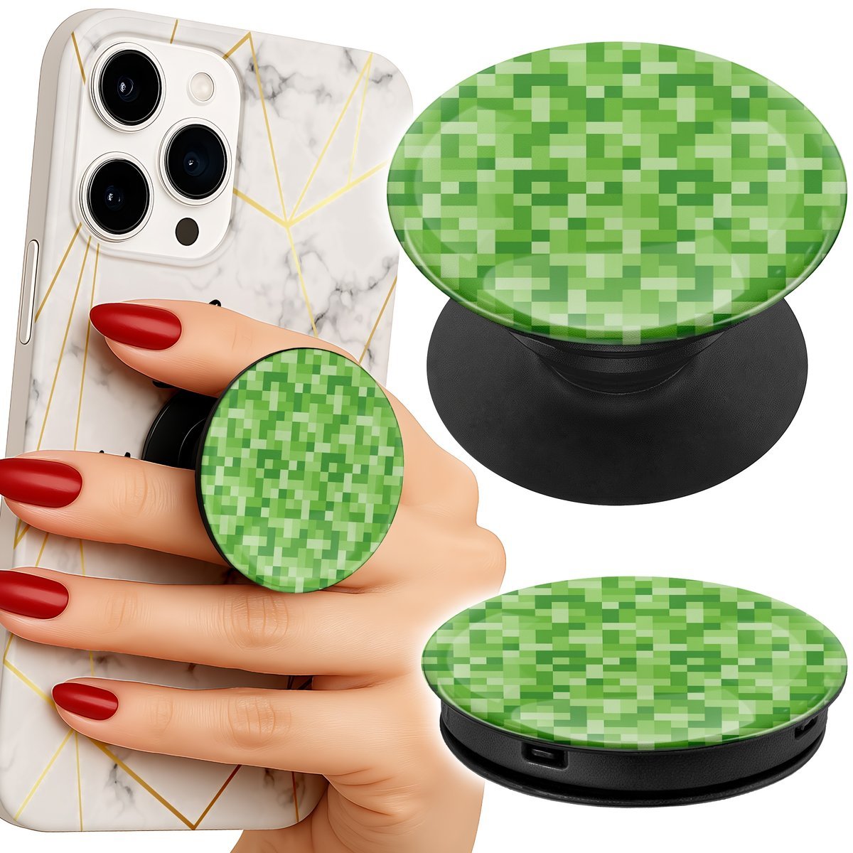Uchwyt do telefonu Popsocket na palce/stojak WZORY Z GIER Z GRY PIKSEL