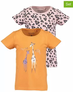 Koszulki dla dziewczynek - Blue Seven Koszulki (2 szt.) w kolorze pomarańczowym i jasnoróżowym - grafika 1