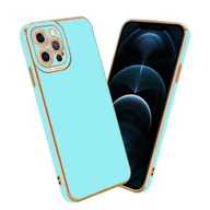 Etui i futerały do telefonów - Etui Do Apple iPhone 12 PRO Porkowiec w Glossy Turkusowy - Różowe Złoto Ochrona kamery Obudowa Case Cover TPU Cadorabo - miniaturka - grafika 1