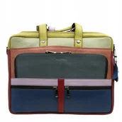 Torebki damskie - Aktówka torba na laptopa skórzana rączki regulowany pasek kieszenie OLIVKA - miniaturka - grafika 1