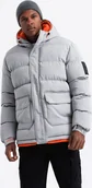 Kurtki męskie - Kurtka męska Ombre Sportowa ciepła męska kurtka z podwójnym kapturem szara V3 OM-JAHP-0208 XL - miniaturka - grafika 1