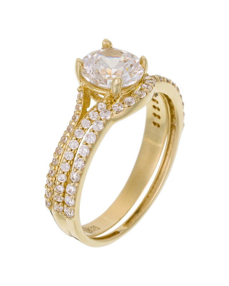 By Colette Pierścionek + Obrączka Zestaw Złoto 9 ct 375 Cyronia r. 10 (50) 