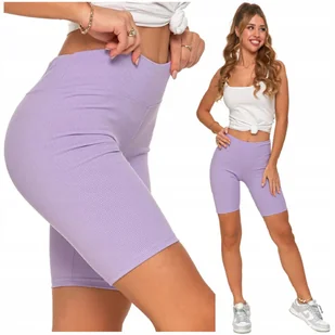 Legginsy Krótkie Prążek Damskie Kolarki KRYJĄCE Getry Wysoki Stan S/M MORAJ - Legginsy - miniaturka - grafika 1
