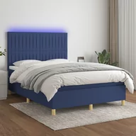 Łóżka - Lumarko Łóżko kontynentalne z materacem  niebieskie 140x200 cm  tkanina - miniaturka - grafika 1
