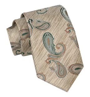 Krawat Męski, Klasyczny - ALTIES - Beżowy, Paisley - Alties - Krawaty i muchy męskie - miniaturka - grafika 1
