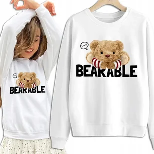 Bluza Damska Biała Dresowa I AM BEARABLE Kobiece Dziewczęce Piękne Wz - M - Bluzy damskie - miniaturka - grafika 1