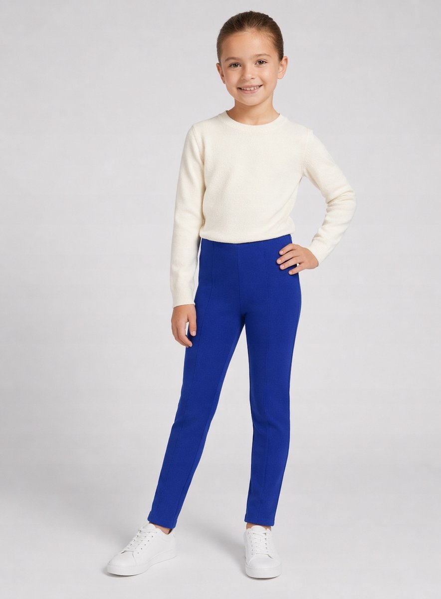 GUESS LEGGINSY DZIECIĘCE NIEBIESKIE IMITACJA ZAMSZU Z SZWAMI 125-135 GGA