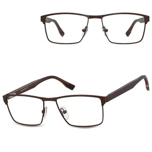 Męskie oprawki korekcyjne okulary zerówki 876C brązowe - Okulary korekcyjne, oprawki, szkła - miniaturka - grafika 1