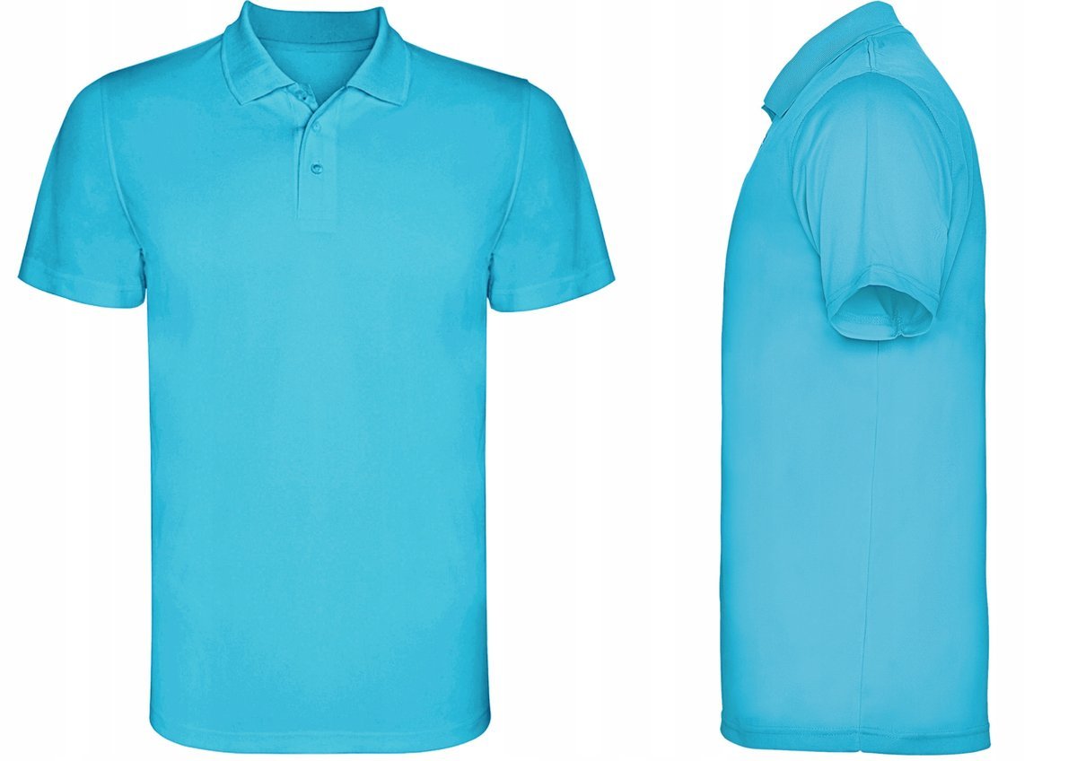 Koszulka POLO Sportowa Męska Polówka Roly 0404 NIEBIESKI Turkus 3XL