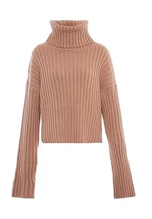 Libbi Blonda damski sweter z golfem z modnym stanem i długimi rękawami, akryl, beżowy, rozmiar XL/XXL, beżowy, XL - Swetry damskie - miniaturka - grafika 1