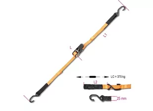 Beta Pas Mocujący Z Napinaczem Zapadkowym, Z 2 Hakami I Uchami, Z Poliestru 25Mm 3M +Hak - Pasy transportowe - miniaturka - grafika 1