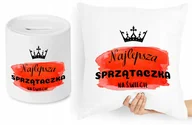 Skarbonki - DLA SPRZĄTACZKI ZESTAW PODUSZKA + SKARBONKA z Nadrukiem ze Zdjęciem - miniaturka - grafika 1