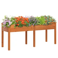 Donice - Podwyższone Skrzynki Ogrodowe z Drewna Jodłowego z Nóżkami, 184 x 58 x 77 cm, Płytki Podwyższone z Przegrodą, 8 Otworów Drenażowych (Kolor Żółty) - miniaturka - grafika 1