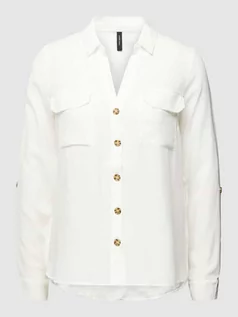 Koszule damskie - Bluzka koszulowa z nakładanymi kieszeniami z patką na piersi model ‘BUMPY’ - grafika 1
