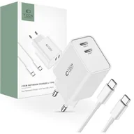 Ładowarki do telefonów - Ładowarka Sieciowa 2x USB-C PD 35W + Kabel USB-C - USB-C biała - miniaturka - grafika 1
