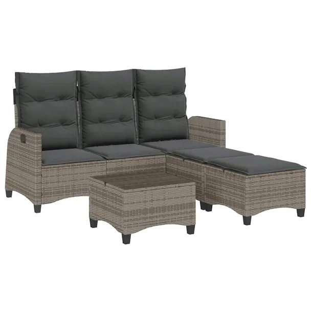 Zestaw Ogrodowy Narożny, Rattan PE, Szary, 176x193/180x83/91 cm