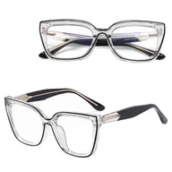 Okulary korekcyjne, oprawki, szkła - Damskie okulary kocie oczy zerówki do komputera BLUE LIGHT 25150A transparentny/czarny - miniaturka - grafika 1