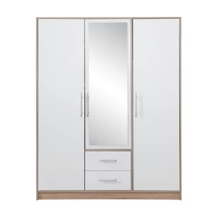 Szafa 3D Biała z Lustrem SRL2 Smart Meblar Biały Lux, Dąb Sonoma - Szafy - miniaturka - grafika 1