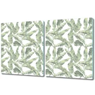 Deski do krojenia - Podwójna Deska Do Krojenia ze Szkła - 2x 40x52 cm - Zielone bananowe liście - miniaturka - grafika 1