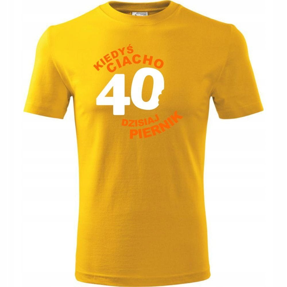 Męska Koszulka Nadruk kiedyś ciacho, dzisiaj piernik 40 na Prezent Urodziny żółty 4XL