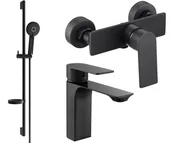 Zestawy baterii łazienkowych - Mexen Alexa DS40 zestaw prysznicowy, czarny - 71204DS40-70 - miniaturka - grafika 1