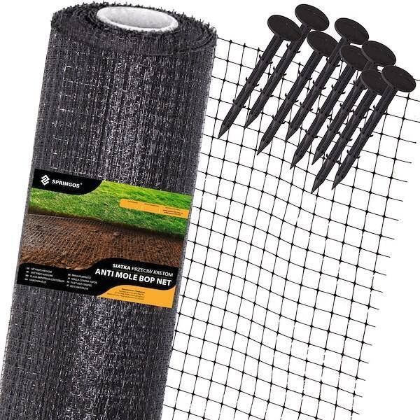 Springos Siatka na krety 2x200 m + kołki 100 szt. przeciw kretom, nornicom 30g/m2 UNIWERSALNY