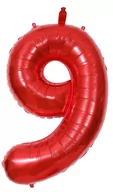 Balony i akcesoria - Balon Cyfra Numer 9 Urodziny Rocznica Duża 75 Cm Czerwony - miniaturka - grafika 1