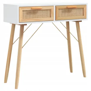 Stolik konsolowy, biały, 80x30x75 cm, lita sosna - Konsole i sekretarzyki - miniaturka - grafika 1