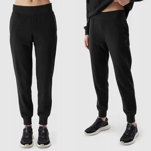 Spodnie Damskie Dresowe 4F Joggery Proste Dresy Czarne 4FWSS24TTROF606 S - Spodnie damskie - miniaturka - grafika 1