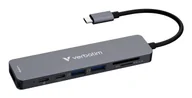 Huby USB - Verbatim 32158 huby i koncentratory USB 3.2 Gen 1 (3.1 Gen 1) Type-C 5000 Mbit/s Szary - miniaturka - grafika 1