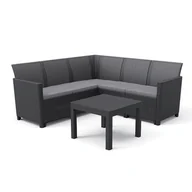 Meble ogrodowe - Curver Narożny zestaw ogrodowy Claire 5 ze stołem orlando grafitowy - miniaturka - grafika 1