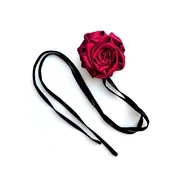 Ozdoby do włosów - Jedwabny choker z różą, czerwone wino - miniaturka - grafika 1