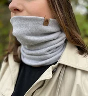 Apaszki i szaliki męskie - OPOS RWS - komin golf z wełny merino jasny szary - miniaturka - grafika 1