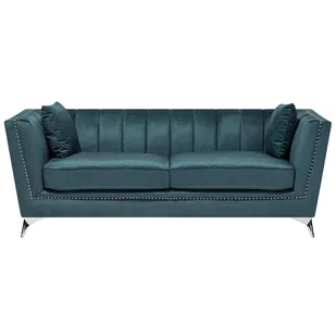 Beliani Sofa trzyosobowa welwet niebiesko-zielona GAULA - Sofy i kanapy - miniaturka - grafika 1