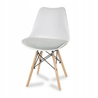 Krzesła - Krzesło białe z poduszką szarą Welur 053W-G - miniaturka - grafika 1