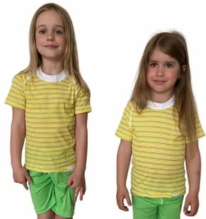 COOL kolorowy T-shirt dziecięca .120 .żółto-zielono-białe paski - Odzież sportowa dziecięca - miniaturka - grafika 1