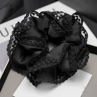 Ozdoby do włosów - TEMU 1 szt. Duża gumka do włosów w stylu francuskim z haftowaną koronką, dwuwarstwowa trwała opaska do włosów, słodki i unikalny uchwyt do kucyka z - miniaturka - grafika 1