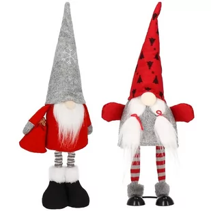 Para skrzatów 40cm ozdoby świąteczne, krasnale świąteczne, gnomy czerwono-szare - Ozdoby bożonarodzeniowe - miniaturka - grafika 1