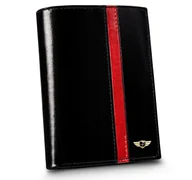Portfele - Duży portfel męski skórzany PETERSON pionowy RFID czarny z czerwonym paskiem - miniaturka - grafika 1
