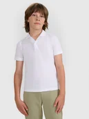 Koszulki dla chłopców - 4F Koszulka polo regular chłopięca - biała 122 (6-7 lat) - miniaturka - grafika 1