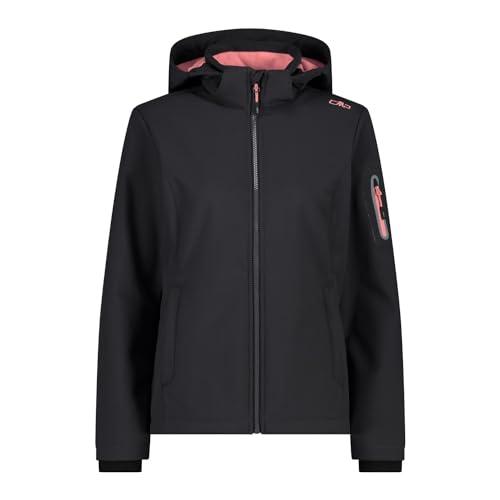 CMP - Damska kurtka softshell z odpinanym kapturem, Antracyt-Lotus, 58