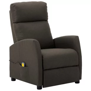 vidaXL Rozkładany fotel masujący, kolor taupe, obity tkaniną - Fotele - miniaturka - grafika 1