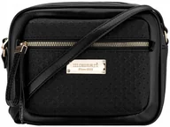 Torebki damskie - TOREBKA Damska CZARNA Listonoszka MONNARI ZŁOTE LOGO KIESZONKA - miniaturka - grafika 1