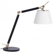 Lampy stojące - Stołowa lampa abażurowa Zyta do gabinetu biała czarna - miniaturka - grafika 1